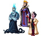 Queen Grimhilde, Hades, and Cruella de Vil
