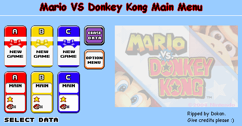 Mario vs. Donkey Kong - Main Menu