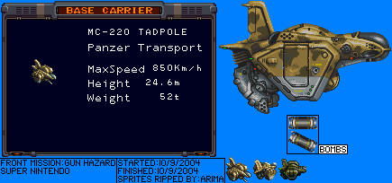 Front Mission: Gun Hazard (JPN) - Base Carrier Tadpole