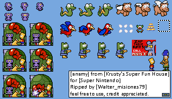 Krusty's Super Fun House / Krusty World - Enemies