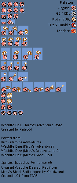 Kirby Customs - Waddle Dee (Kirby's Adventure-Style, Expanded)