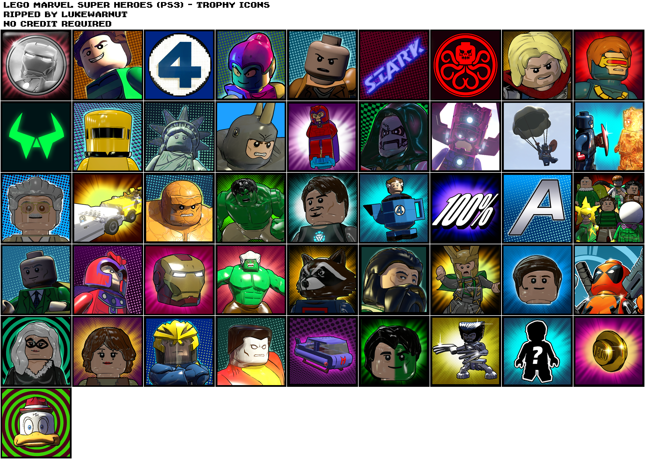 LEGO Marvel Super Heroes - PS3 Trophy Icons