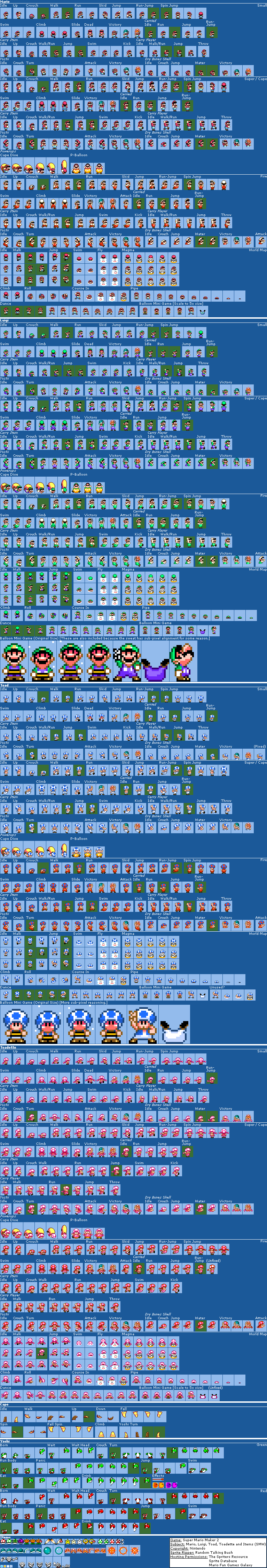 Super Mario Maker 2 - Mario, Luigi, Toad, Toadette and Items (SMW)