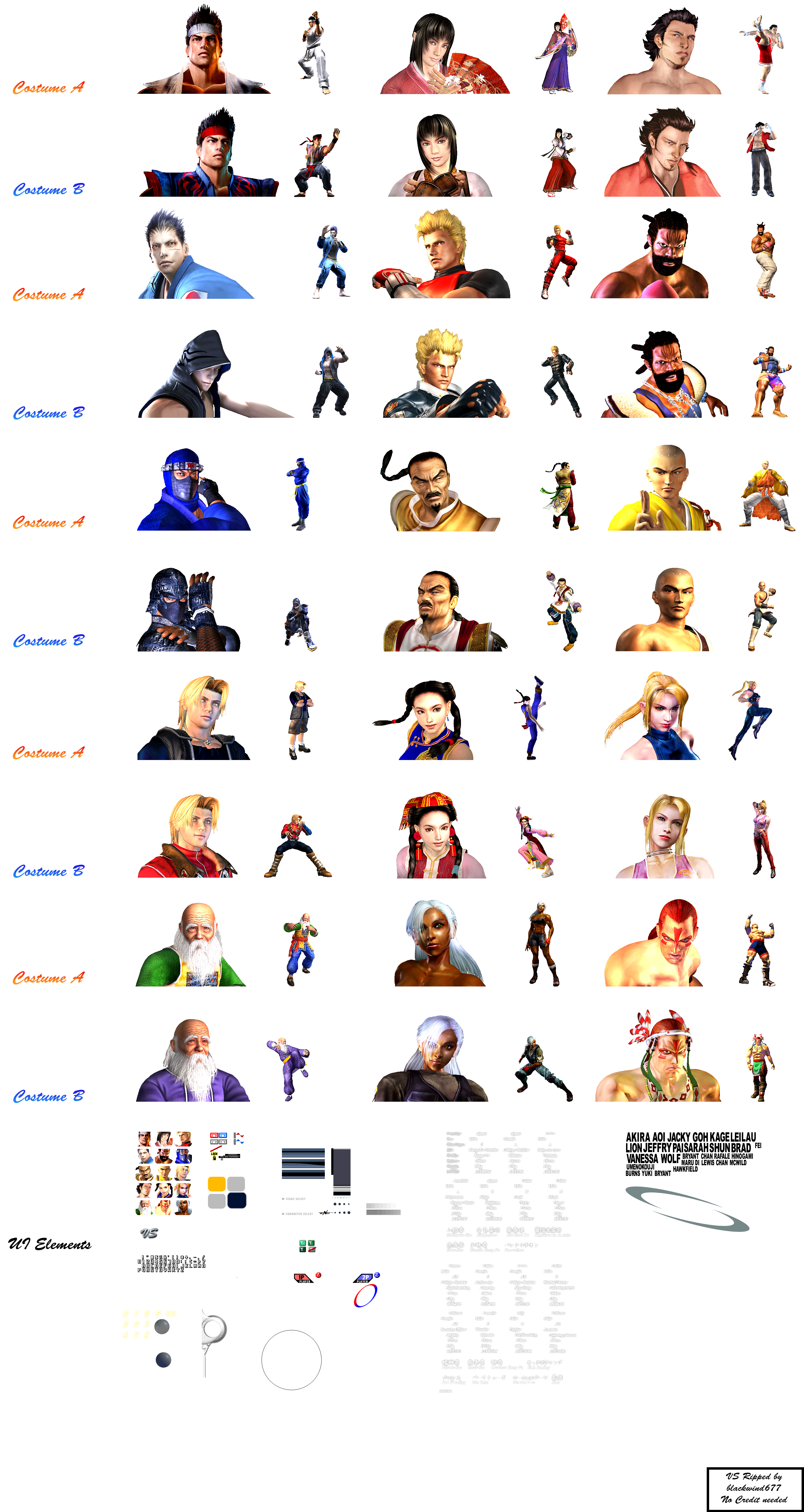 Virtua Fighter 4 Evolution - Character Portraits and VS. User Interface Elements
