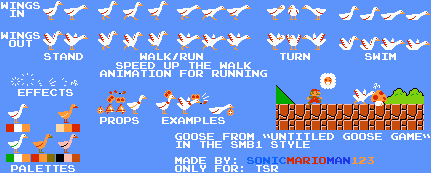 Untitled Goose Game Customs - Goose (Super Mario Bros. NES-Style)