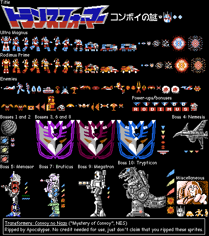 Transformers: Convoy no Nazo / Mystery of Convoy (JPN) - General Sprites