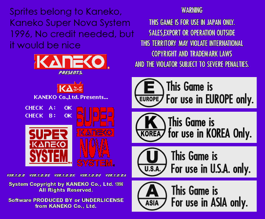 Kaneko Super Nova System - System Bios