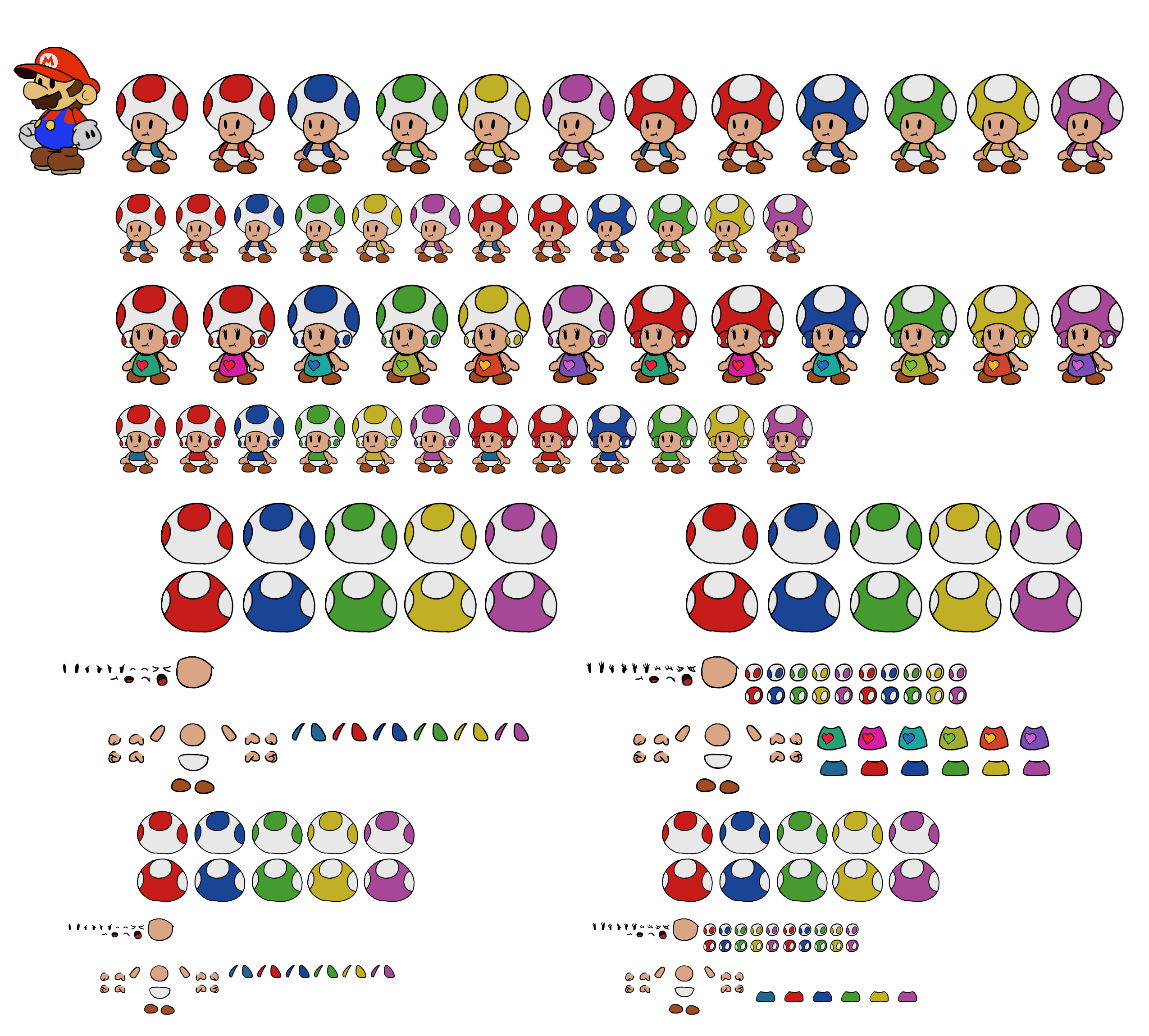 Mario Customs - Toads (Paper Mario-Style, Modern)