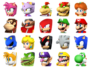 Mario & Sonic at the Olympic Winter Games - Character Select Icons