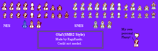 Disney / Pixar Customs - Olaf (Super Mario Bros. 2 NES & SNES-Styles)