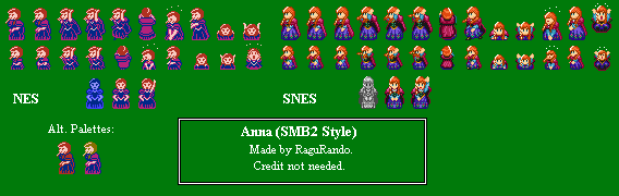 Disney / Pixar Customs - Anna (Super Mario Bros. 2 NES & SNES-Styles)