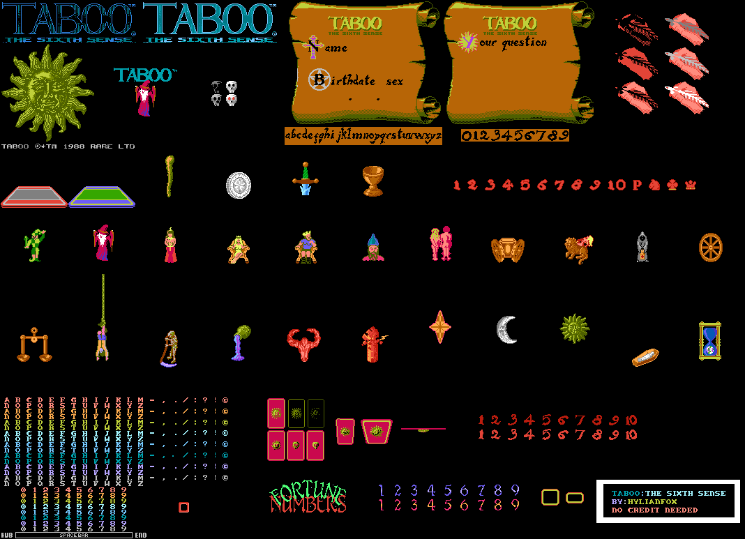 Taboo: The Sixth Sense - Fortune Telling & Fonts