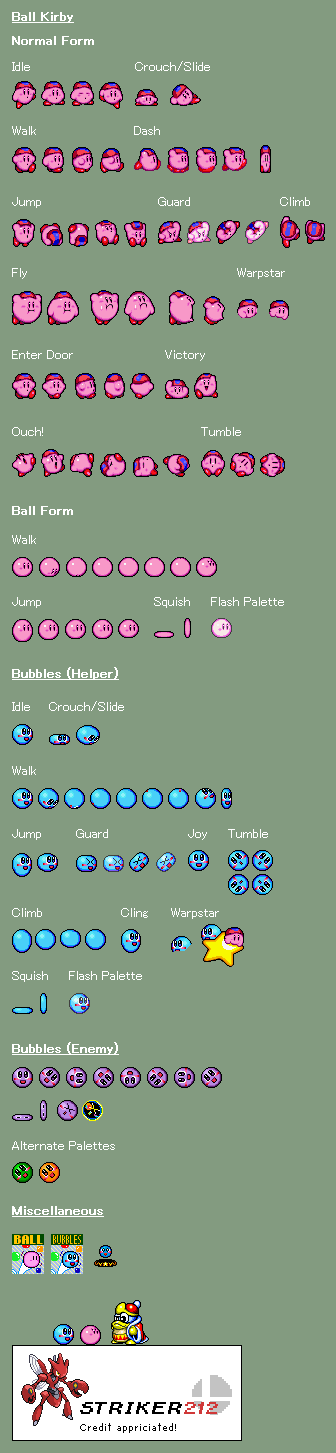 Ball Kirby and Bubbles (Kirby Super Star-Style)