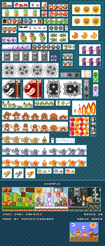Mario Customs - Enemies (Super Mario Maker, SMB SNES-Style)