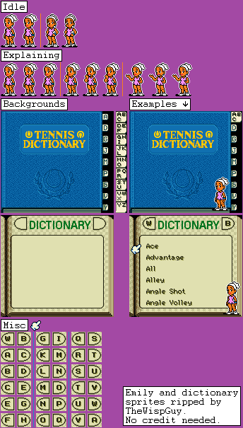 Mario Tennis - Emily & Tennis Dictionary
