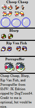 Cheep Cheep, Blurp, Rip Van Fish, & Porcupuffer