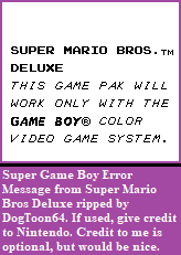 Super Mario Bros. Deluxe - Super Game Boy Error Message