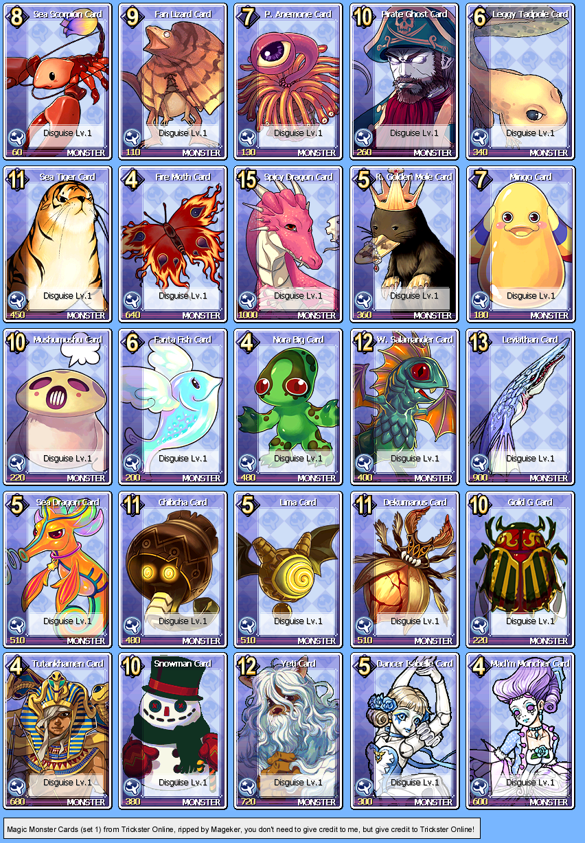Trickster Online - Magic Monster Cards 1