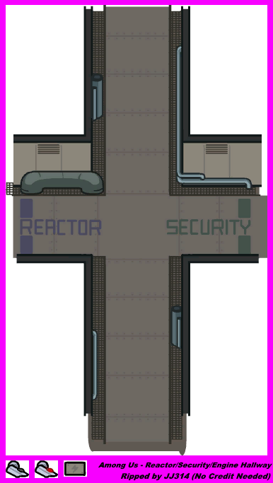 Among Us - The Skeld: Reactor, Security, Engines Hallway Cross
