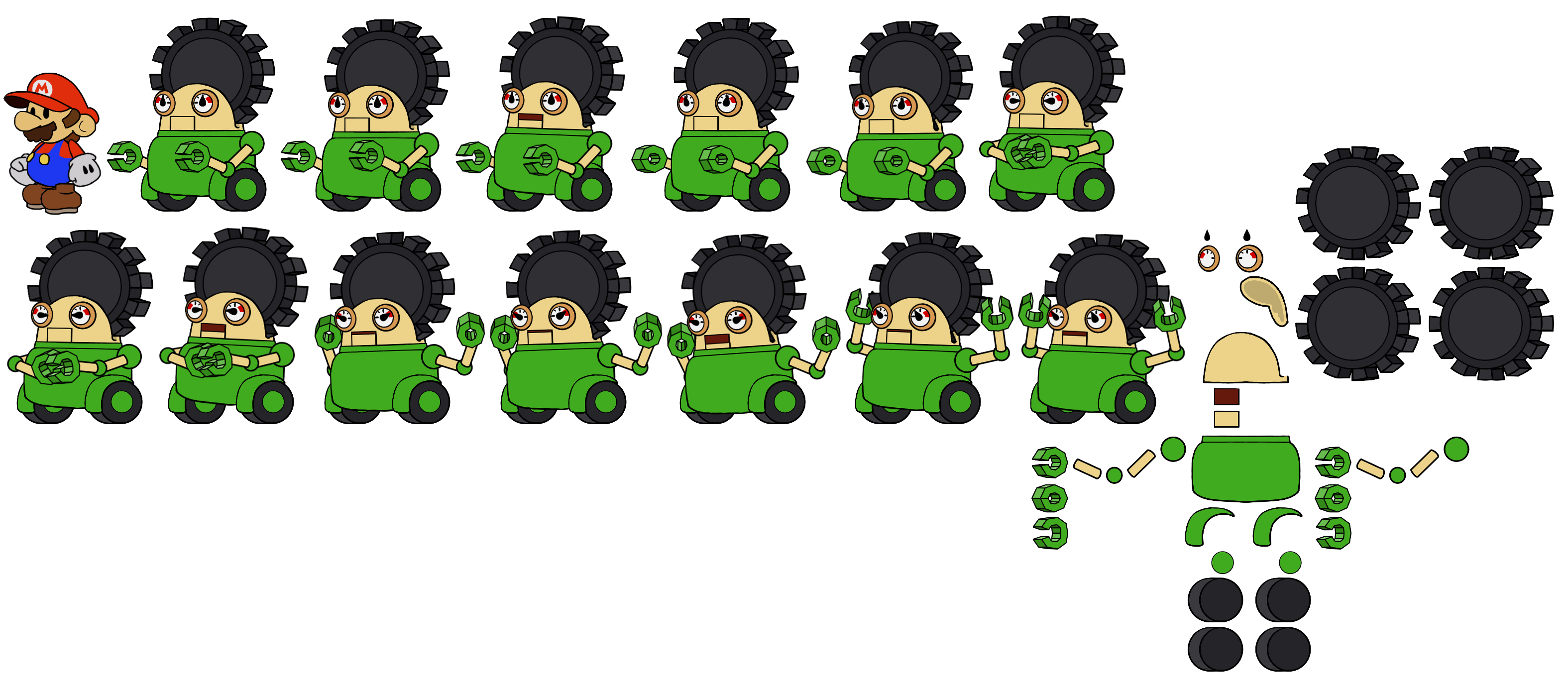 Mario Customs - Gearmo (Green) (Paper Mario-Style)