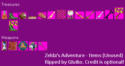 Zelda's Adventure - Unused Items
