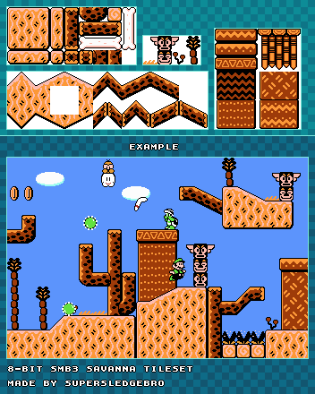Mario Customs - Savanna Tileset (Super Mario Bros. 3 NES-Style)