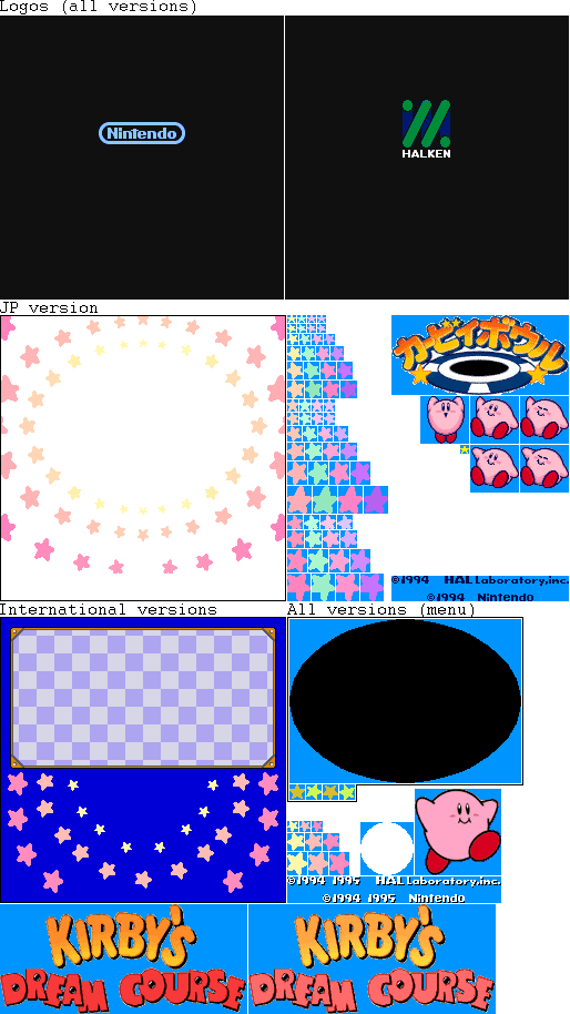 Kirby's Dream Course - Logos & Title Screens