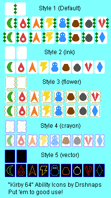 Kirby Customs - Ability Icons (Kirby 64)