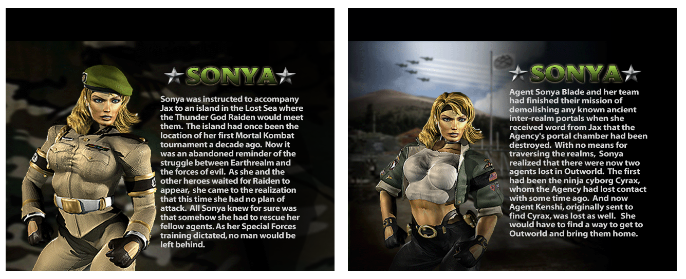Mortal Kombat: Deadly Alliance - Sonya's Bio
