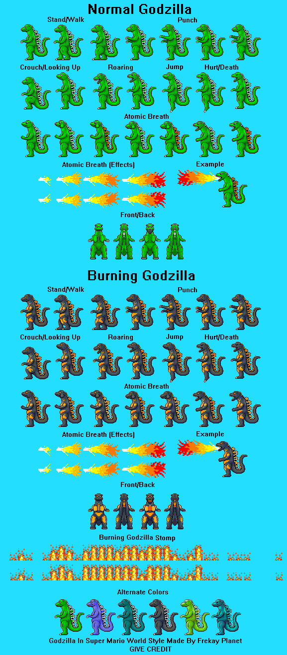 Godzilla Customs - Godzilla (Heisei Era, Super Mario World-Style)