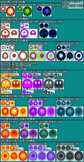 Mario Customs - Small and Big Lava, Poison and Dark Lava Bubbles (Multiple Styles)