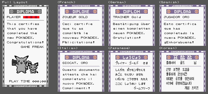 Pokémon Gold / Silver - Printed Diploma