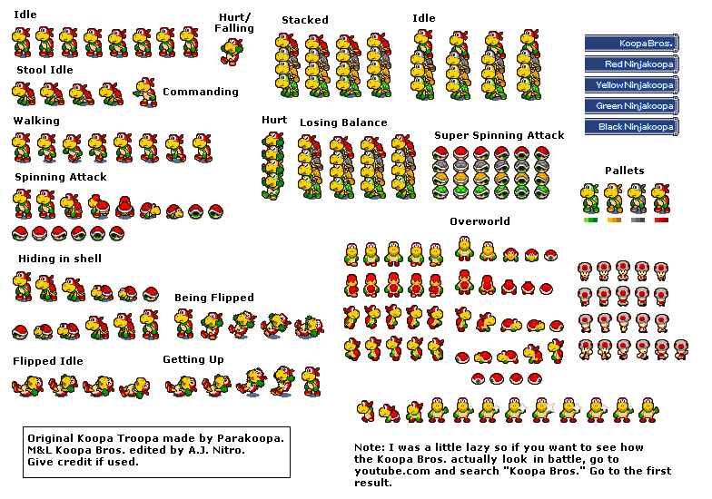 Paper Mario Customs - Koopa Bros (Mario & Luigi: Superstar Saga-Style)