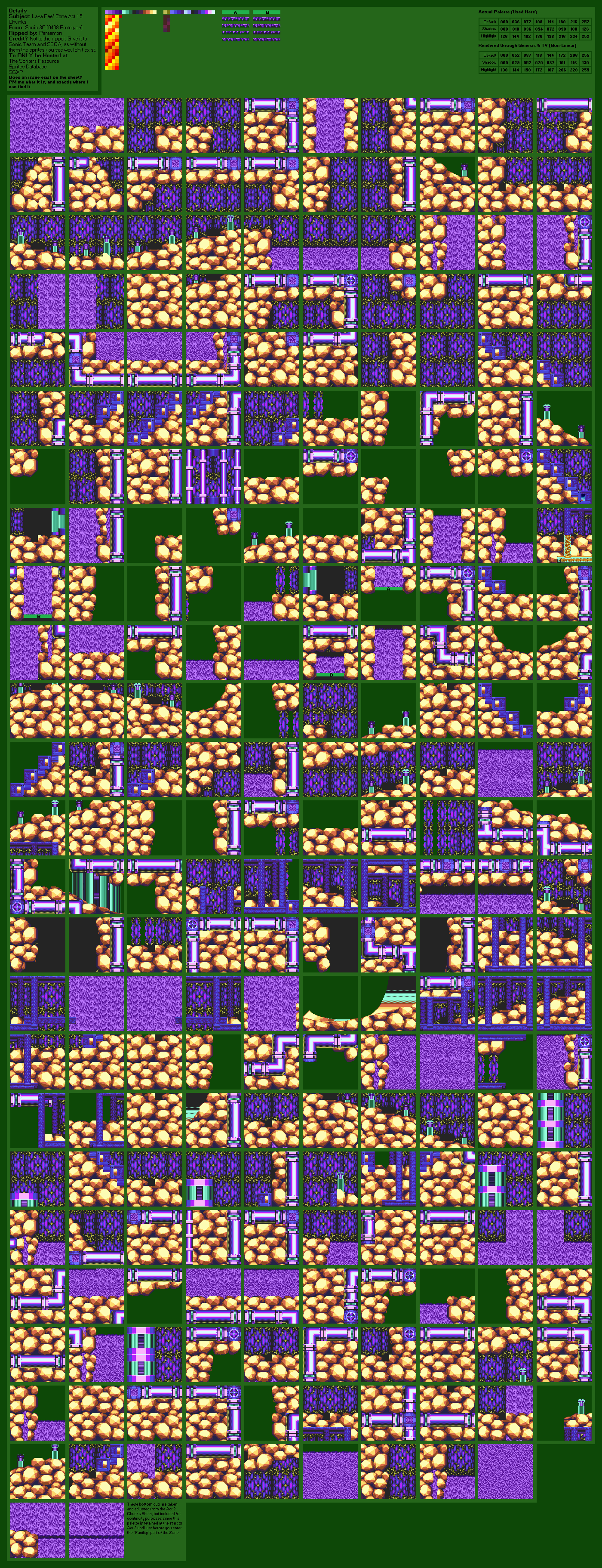Sonic & Knuckles - Lava Reef Zone Act 1 Chunks (Prototype Act 1.5 Palette)