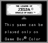 The Legend of Zelda: Oracle of Ages - Game Boy Error Message