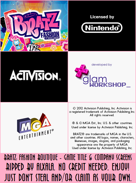 Bratz: Fashion Boutique - Game Title & Company Screens