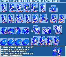 Sonic the Hedgehog Customs - Sonic (Valis NES-Style)