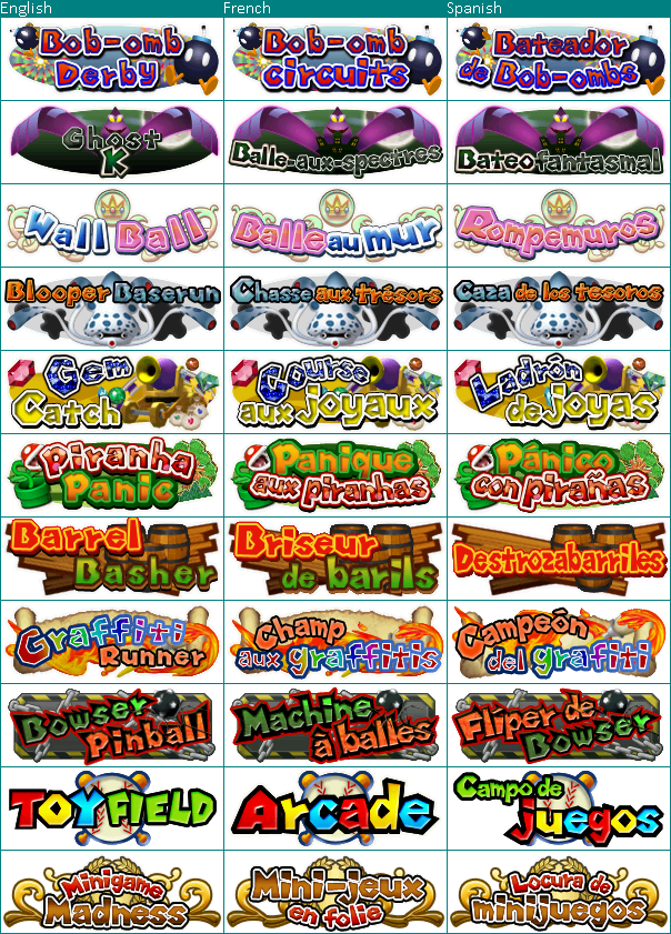 Mario Super Sluggers - Minigame Logos