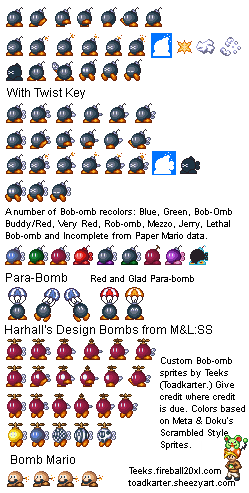 Custom / Edited - Mario Customs - Bob-Omb - The Spriters Resource