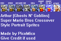 Ghosts'n Goblins Customs - Arthur (Super Mario Bros. Crossover Icon-Style)