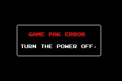 Game Pak Error Screen