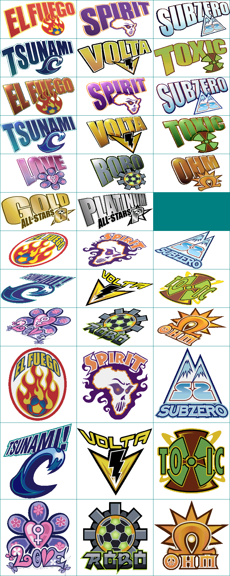 Sega Soccer Slam - Team Logos