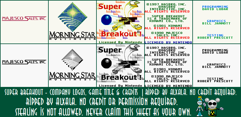 Super Breakout! - Company Logos, Game Title & Credits
