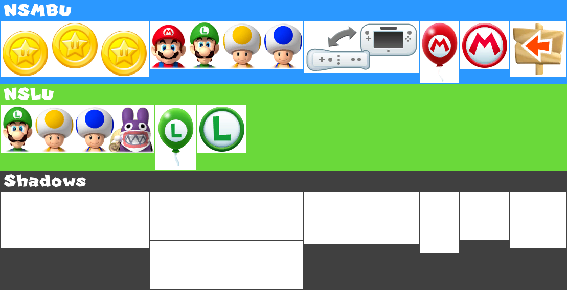 New Super Mario Bros. U / New Super Luigi U - World Map - Menu Icons