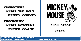 Mickey Mouse (JPN) - Title Screen
