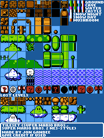 Mario Customs - Tileset (Super Mario Bros., Super Mario Bros. 2 NES-Style)