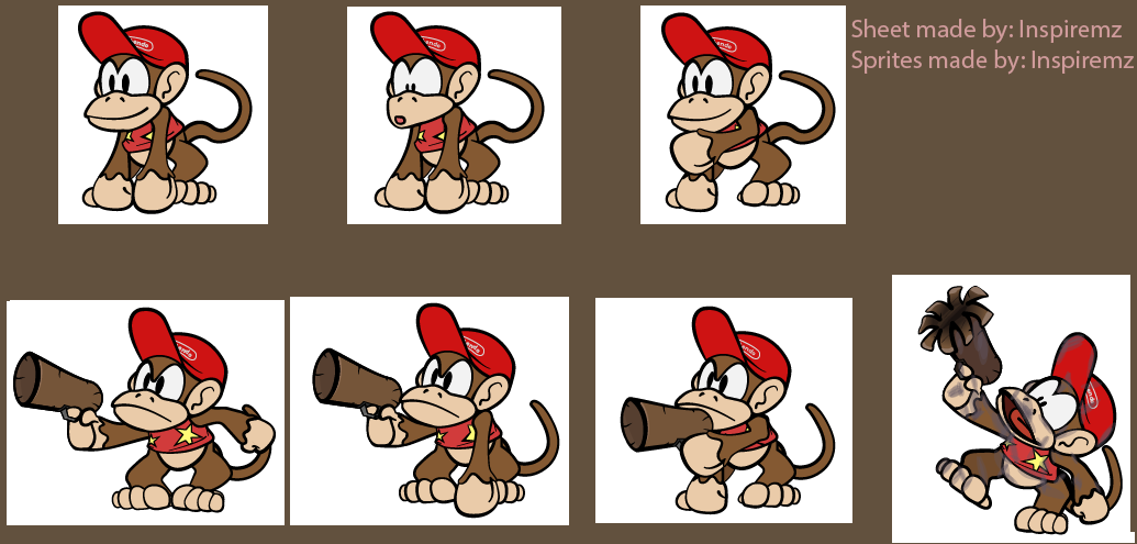 Donkey Kong Customs - Diddy Kong (Paper Mario: Color Splash-Style)