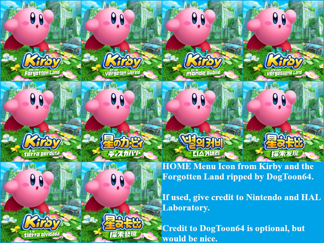 Kirby and the Forgotten Land - HOME Menu Icons