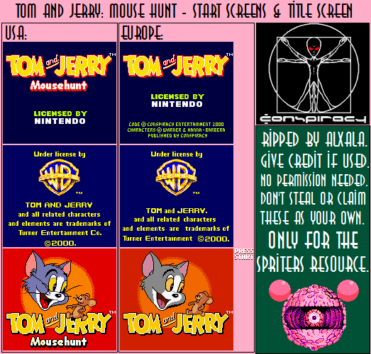 Tom and Jerry: Mouse Hunt - Start Screens & Title Screen