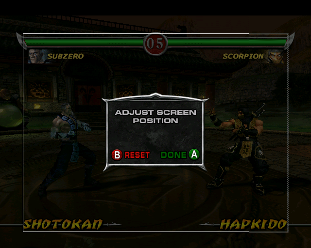 Mortal Kombat: Deadly Alliance - Adjust Display Screen